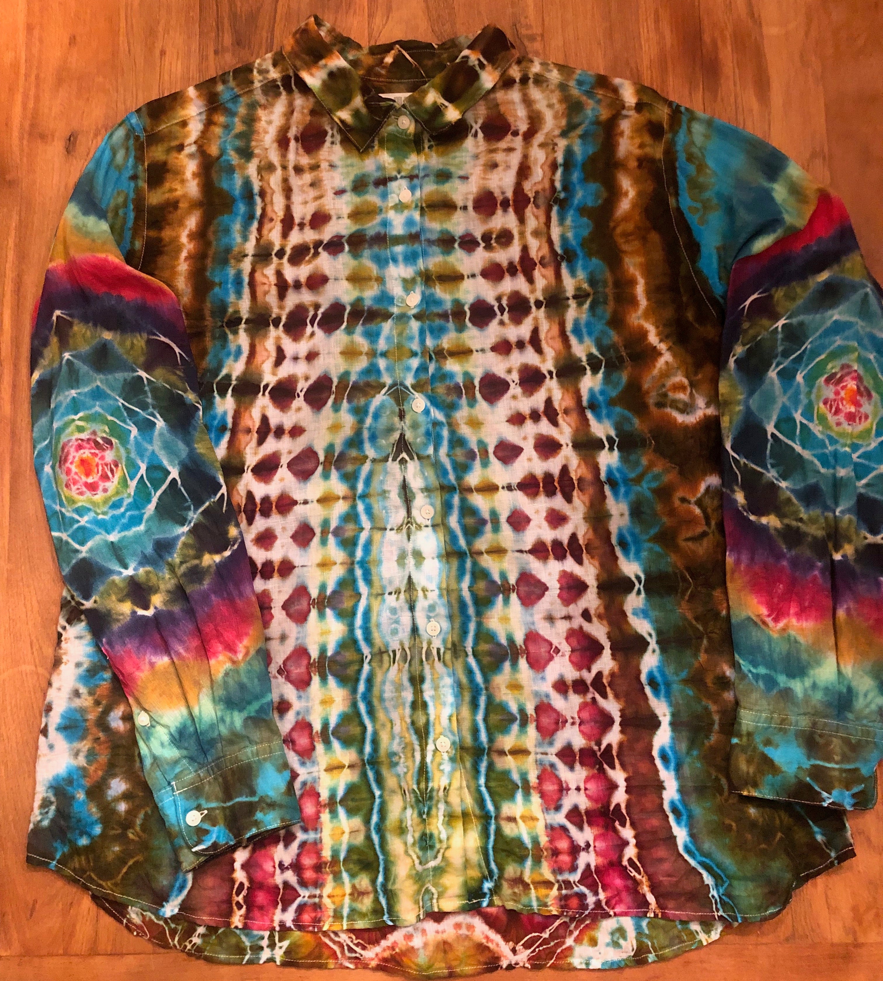 Lucky Brand Hand Dyed Women's Long Sleeve Size L – Tie Dye Style