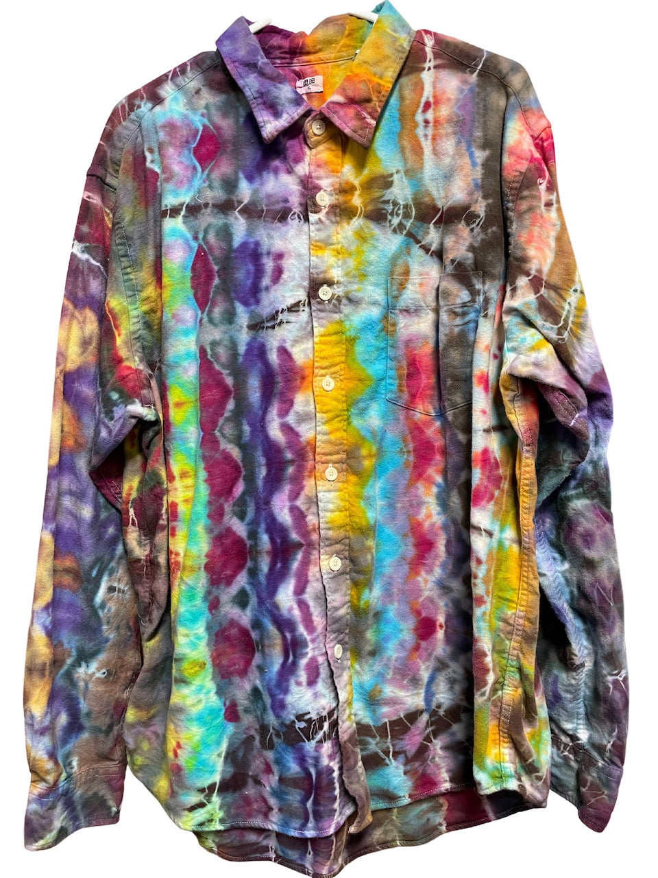 Flannel Long Sleeve Tie Dyed Shirt - XL