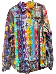 Flannel Long Sleeve Tie Dyed Shirt - XL