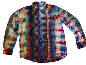 Flannel Long Sleeve Tie Dyed Shirt - L