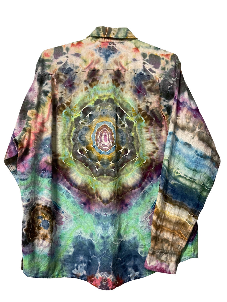 Flannel Long Sleeve Tie Dyed Shirt - XXL