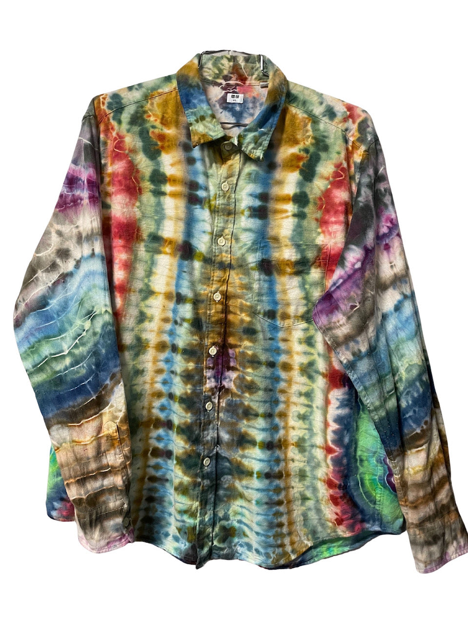 Flannel Long Sleeve Tie Dyed Shirt - XXL