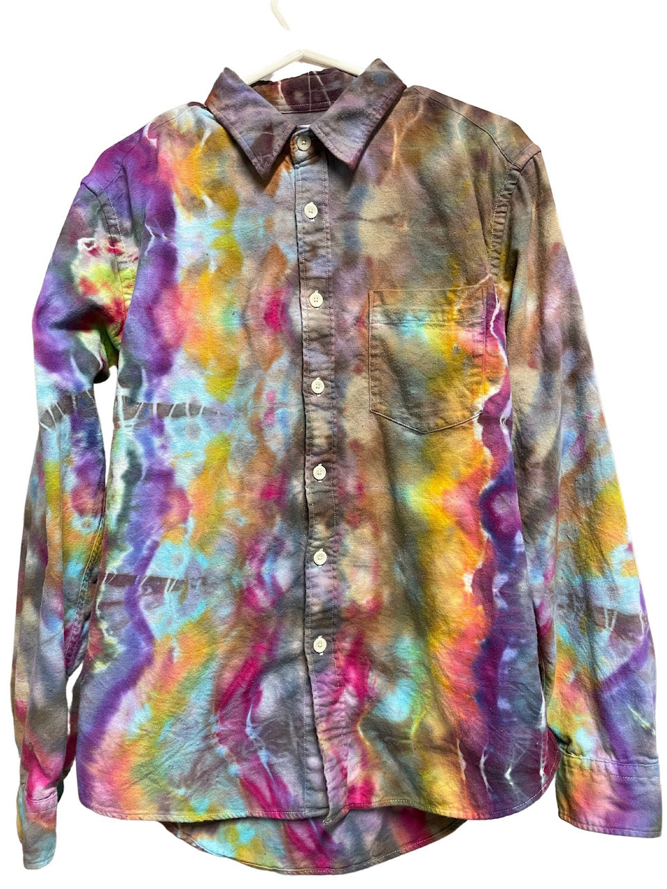 Flannel Long Sleeve Tie Dyed Shirt - S