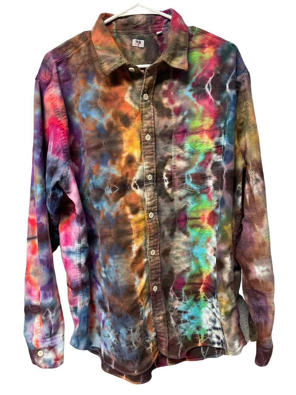 Flannel Long Sleeve Tie Dyed Shirt - XL