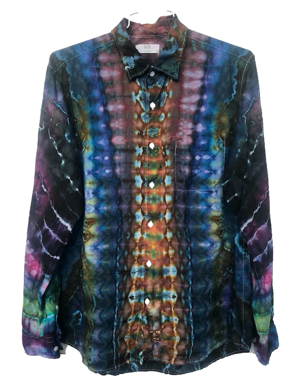 Men's Linen Long Sleeve Tie Dyed Shirt - L