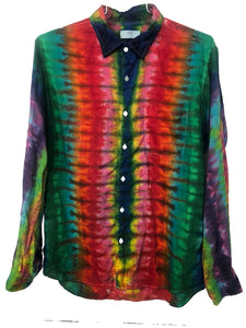 Men's Linen Long Sleeve Tie Dyed Shirt - L