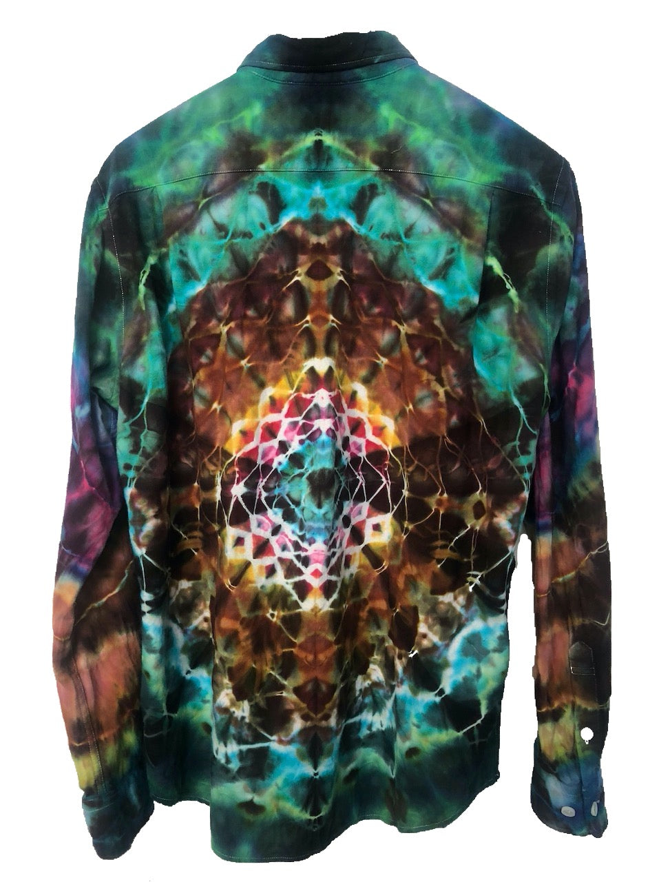 Flannel Long Sleeve Tie Dyed Shirt - M