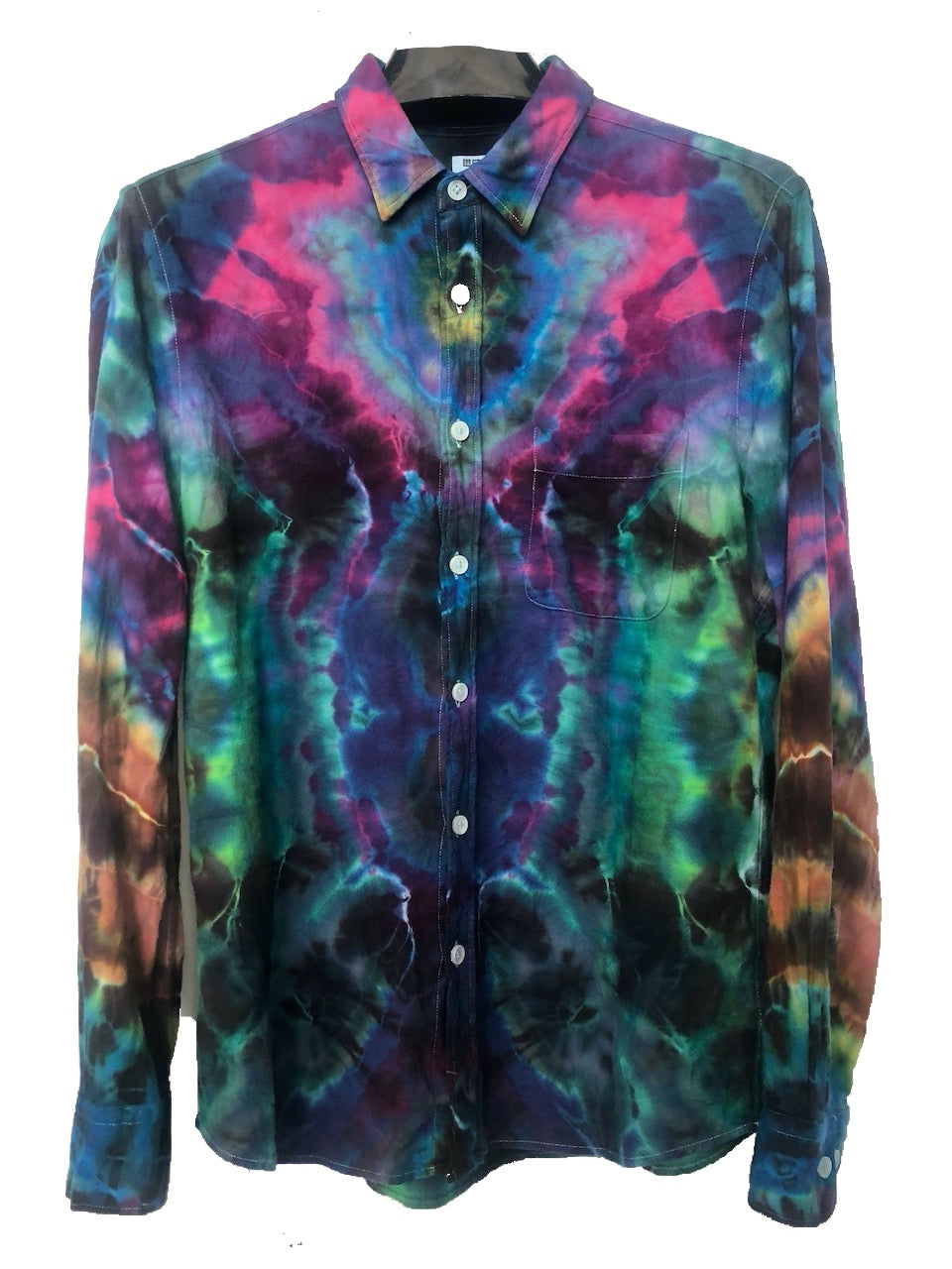 Flannel Long Sleeve Tie Dyed Shirt - M