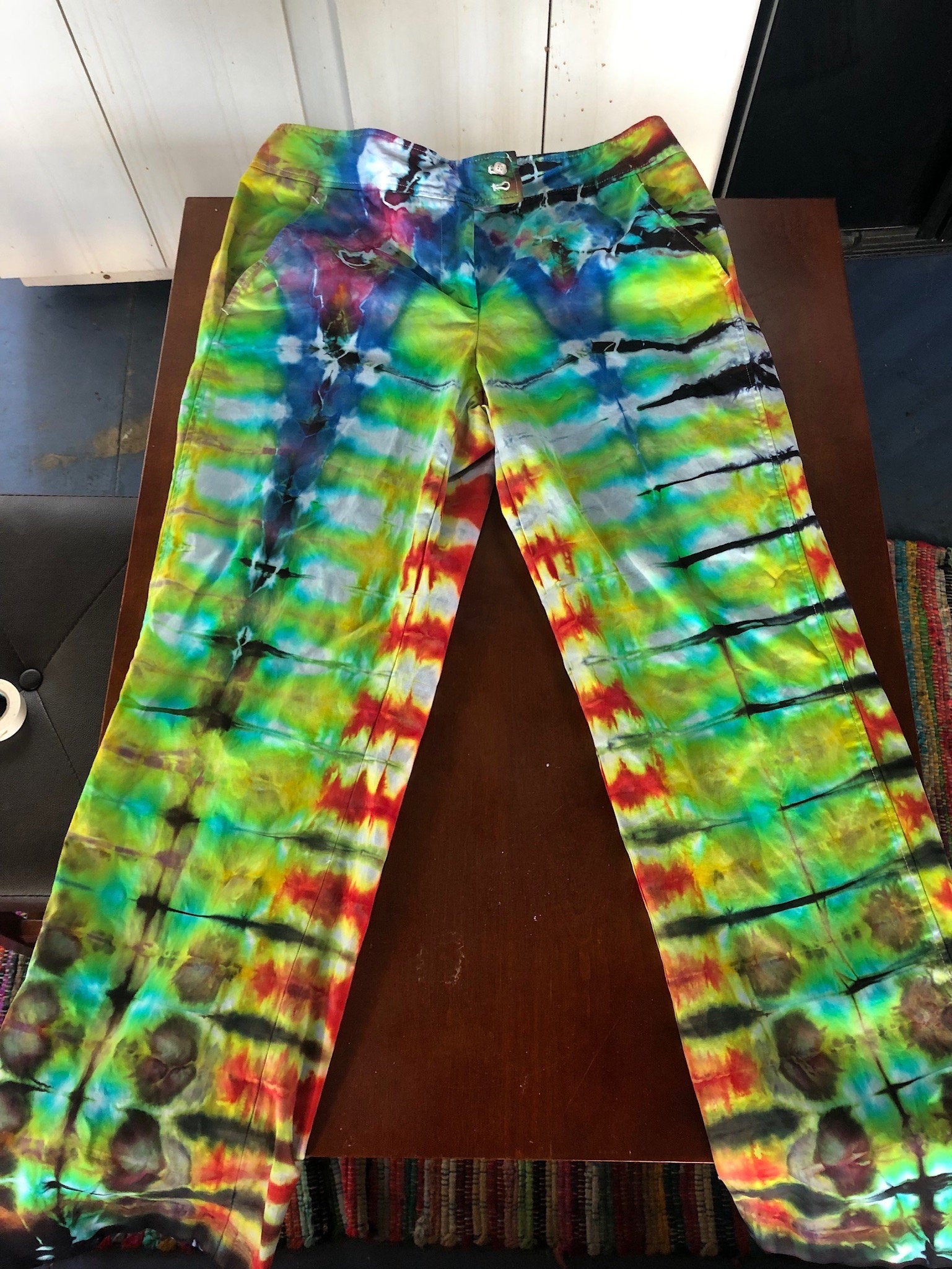 Upcycled J Mclaughlin Custom Ice Dye Tie Dyed Womens Pants