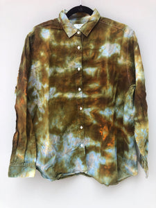 Women's Linen Long Sleeve Tie Dyed Shirt - L