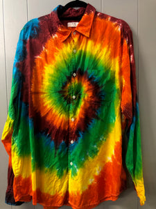 Men's Linen Long Sleeve Tie Dyed Shirt - 2XL