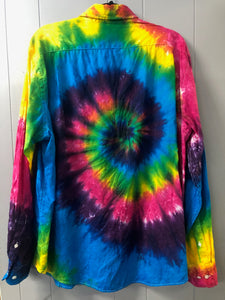 Men's Linen Long Sleeve Tie Dyed Shirt - 2XL