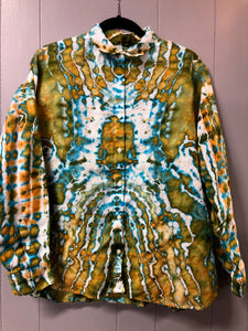 Women's Linen Long Sleeve Tie Dyed Shirt - L