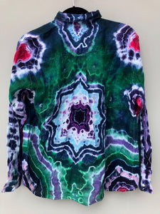 Women's Linen Long Sleeve Tie Dyed Shirt - L