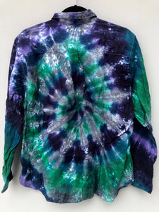 Women's Linen Long Sleeve Spiral Tie Dyed Shirt - L