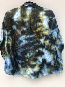 Women's Linen Long Sleeve Tie Dyed Shirt - L