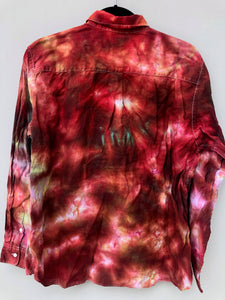 Women's Linen Long Sleeve Tie Dyed Shirt - L