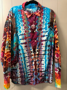 Men's Linen Long Sleeve Tie Dyed Shirt - 2XL