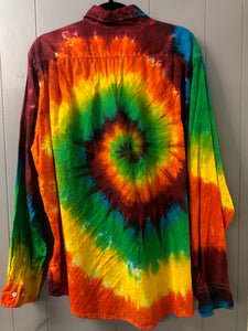 Men's Linen Long Sleeve Tie Dyed Shirt - 2XL