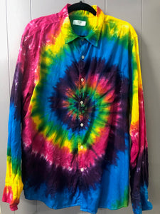 Men's Linen Long Sleeve Tie Dyed Shirt - 2XL