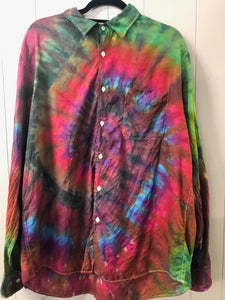 Men's Linen Long Sleeve Tie Dyed Shirt - 2XL