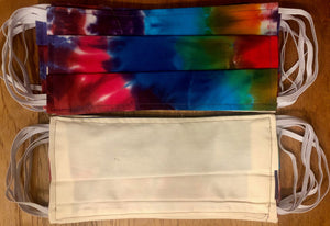 Tie Dye Face Covering - 100% Cotton, 2 Layers, Washable, Reusable - Colorway 3 (Rainbow)